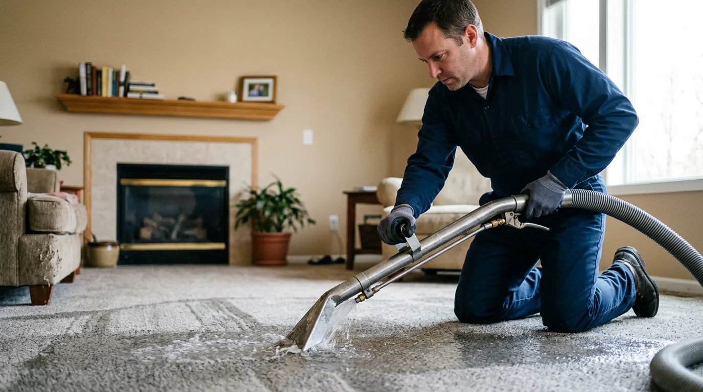 Water damage restoration technician working near Sacramento, CA